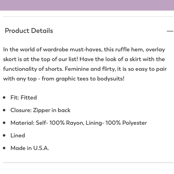 ALTAR’D STATE : Blue Floral Skort w Wrap-Look Layer & Ruffle - Picture 8 of 8